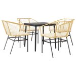 vidaXL Ensemble à manger jardin coussins 5Pièces marron poly rotin verre