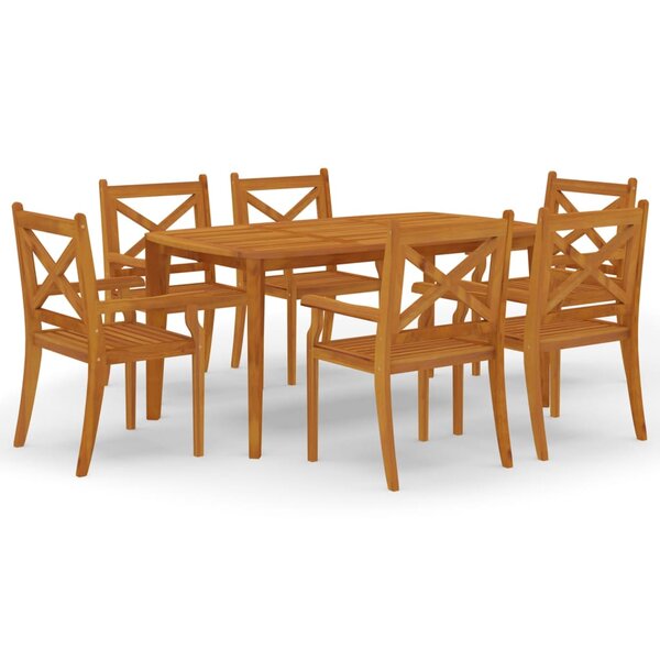 vidaXL Ensemble à manger de jardin 7 Pièces Bois d'acacia solide