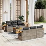 vidaXL Salon de jardin avec coussins 7 Pièces gris résine tressée