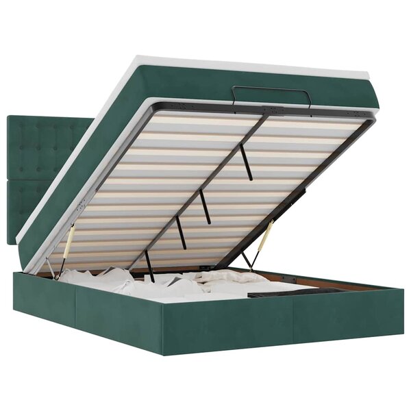vidaXL Cadre de lit ottoman avec matelas vert foncé 140x200 cm velours