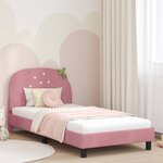 vidaXL Cadre de lit pour enfants avec tête de lit Rose 90 x 190 cm