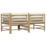 vidaXL Salon de jardin 2 Pièces avec coussins blanc crème Bambou
