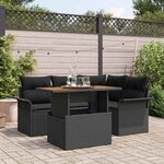 vidaXL Ensemble de canapé de jardin 5 Pièces Noir Poly rotin