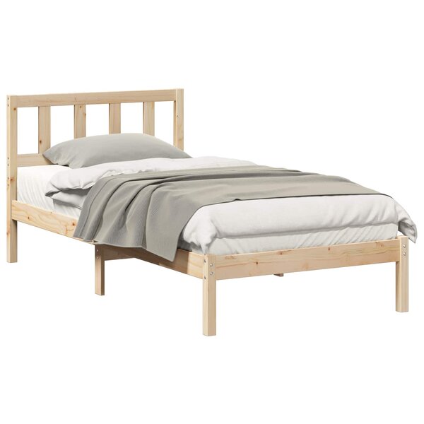 vidaXL Cadre de lit avec tête de lit Marron 90 x 200 cm Pin massif