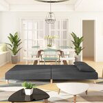 vidaXL Canapé-lit à 2 places avec deux oreillers Gris foncé Tissu