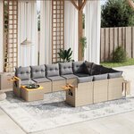 vidaXL Salon de jardin 11 Pièces avec coussins beige résine tressée