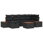 vidaXL Ensemble de Canapés de Jardin de 7 Pièces avec Coussins en Rattan Poly Noir