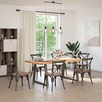 vidaXL Table à manger avec bord naturel 200x100x74cm bois massif chêne