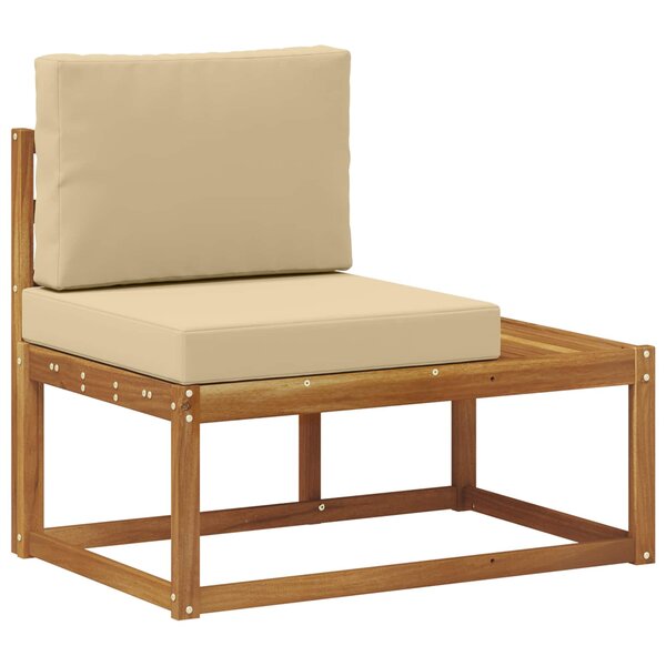 vidaXL Canapé d'extérieur en bout avec coussin Naturel 91 x 63 x 73 cm