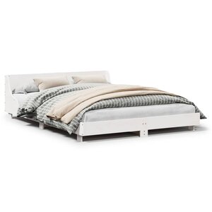 vidaXL Cadre de lit sans matelas blanc 135x190 cm bois de pin massif