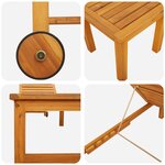 vidaXL Chaise longue avec table Bois massif d'acacia