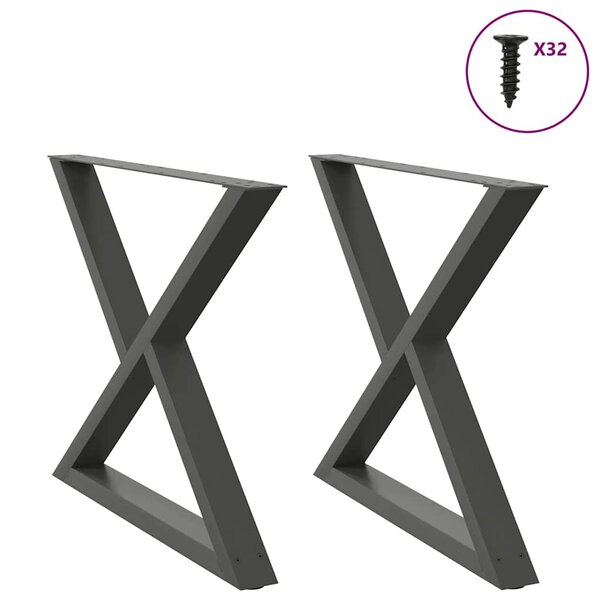 vidaXL Pieds de table à manger 2 pièces Anthracite 90 x (72-73 3) cm Acier