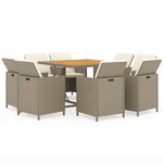 vidaXL Ensemble à manger de jardin et coussins 9 Pièces Poly rotin Beige