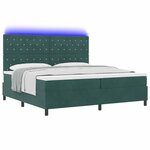 vidaXL Lit à ressort LED avec matelas Vert foncé 200 x 200 cm Velours
