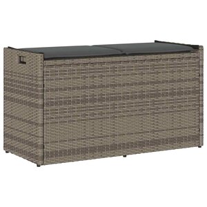 vidaXL Banc de rangement extérieur coussin gris 100 cm résine tressée
