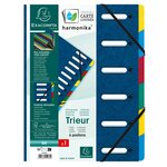 Trieur Harmonika® À Fenêtres Avec Élastiques Véritable Carte Lustrée 6 Compartiments - Bleu - X 8 - Exacompta
