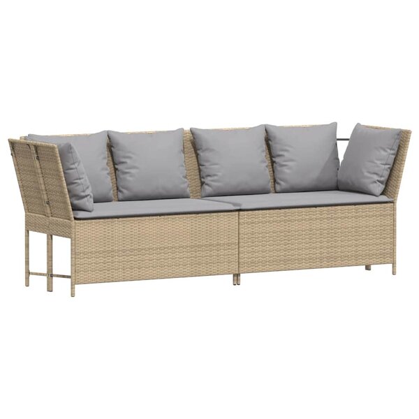 vidaXL Canapé de jardin avec coussins beige résine tressée
