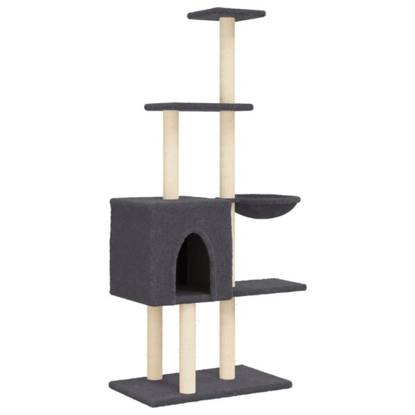 vidaXL Arbre à chat avec griffoirs en sisal Gris foncé 145 cm