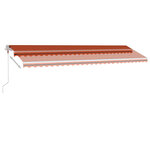 vidaXL Auvent automatique capteur de vent LED 600x300 cm Orange marron