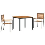 Ensemble de salle à manger de jardin vidaXL 3 pièces en poly rattan gris et bois d'acacia