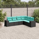 vidaXL Salon de jardin 6 Pièces avec coussins noir résine tressée