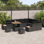 vidaXL Ensemble de canapé de jardin 12 Pièces Noir Poly rotin