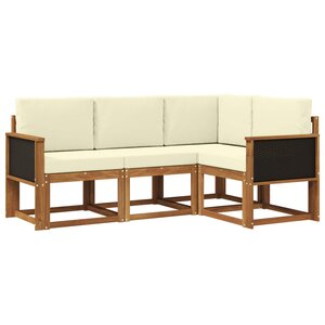vidaXL Ensemble de canapés d'extérieur 4 pc Naturel et Crème Polyester
