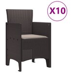 vidaXL Ensemble de salle à manger de jardin 11 pièces avec coussins brun en poly rotin