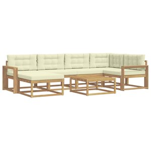 vidaXL Ensemble de canapés d'extérieur 7 pc Blanc et crème