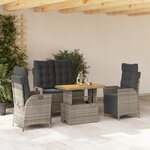 vidaXL Ensemble à manger jardin 4Pièces et coussins Gris Résine tressée