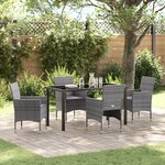 vidaXL Ensemble de Salle à Manger de Jardin 5 Pièces Gris en Rattan Synthétique