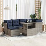 vidaXL Salon de jardin avec coussins 7 Pièces gris résine tressée acacia