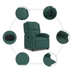 vidaXL Fauteuil inclinable électrique vert foncé velours