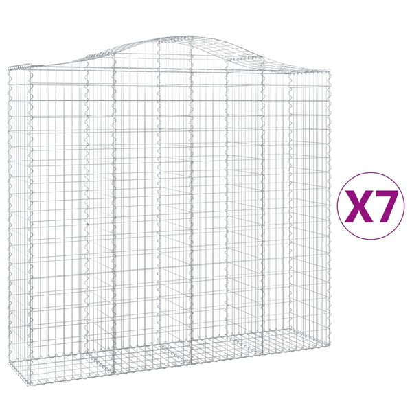 vidaXL Paniers à gabions arqués 7 Pièces 200x50x180/200 cm Fer galvanisé