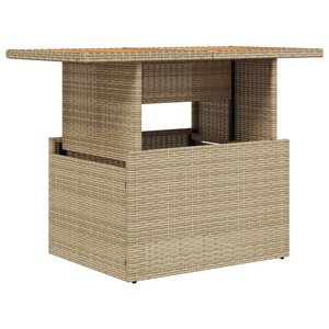 vidaXL Table de jardin beige 100x55x73cm résine tressée et bois acacia