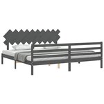 vidaXL Cadre de lit sans matelas gris 200x200 cm bois massif