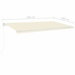 vidaXL Auvent manuel rétractable avec poteaux 6x3 m Crème