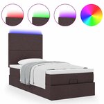 vidaXL Cadre de lit ottoman avec matelas marron foncé 80x200 cm tissu