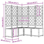 vidaXL Bac à fleurs avec Treillis 5 Pièces Gris clair 120 x 120 x 143 cm