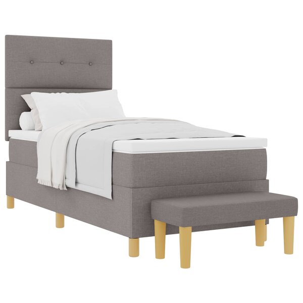 vidaXL Lit à ressorts avec coussin Taupe 200 x 100 cm tissu