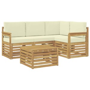vidaXL Ensemble de canapés d'extérieur 5 pc Blanc et crème Polyester