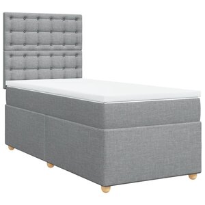 vidaXL Sommier à lattes de lit et matelas Gris clair 90x190 cm Tissu