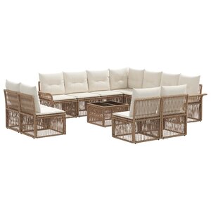 vidaXL Ensemble de canapé de jardin 12 Pièces Beige polyrotin