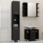 vidaXL Ensemble de meubles de salle de bain 3 Pièces Noir Bois ingénierie