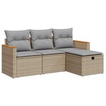 vidaXL Salon de jardin avec coussins 4 Pièces beige résine tressée