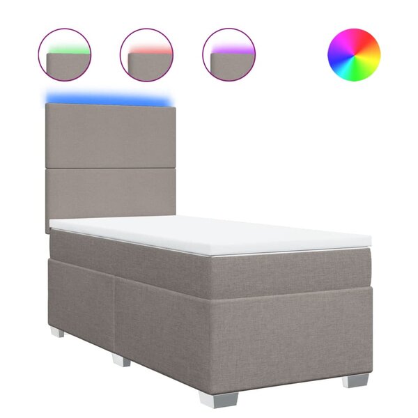 vidaXL Sommier à lattes de lit avec matelas Taupe 90x200 cm Tissu