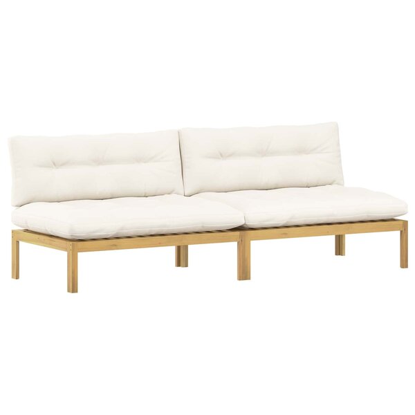 vidaXL Unité de canapé du milieu Acacia Clair et Blanc Crème