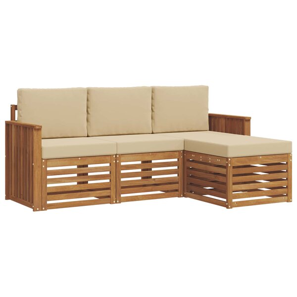 vidaXL Ensemble de canapés d'extérieur 4 pc Naturel et Beige