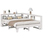 vidaXL Lit bibliothèque sans matelas blanc 160x200 cm bois pin massif