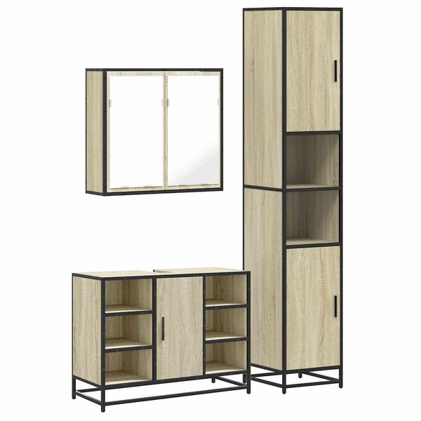 vidaXL Ensemble de meubles de salle de bain 3 Pièces chêne sonoma